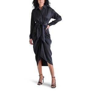 NEW STEVE MADDEN sula long sleeve shirtdress in black